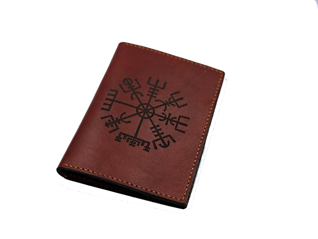 Personalized Viking Compass Leather Passport Wallet