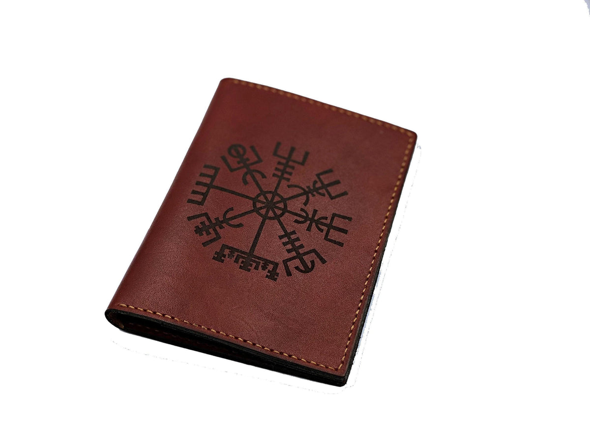 Personalized Viking Compass Leather Passport Wallet