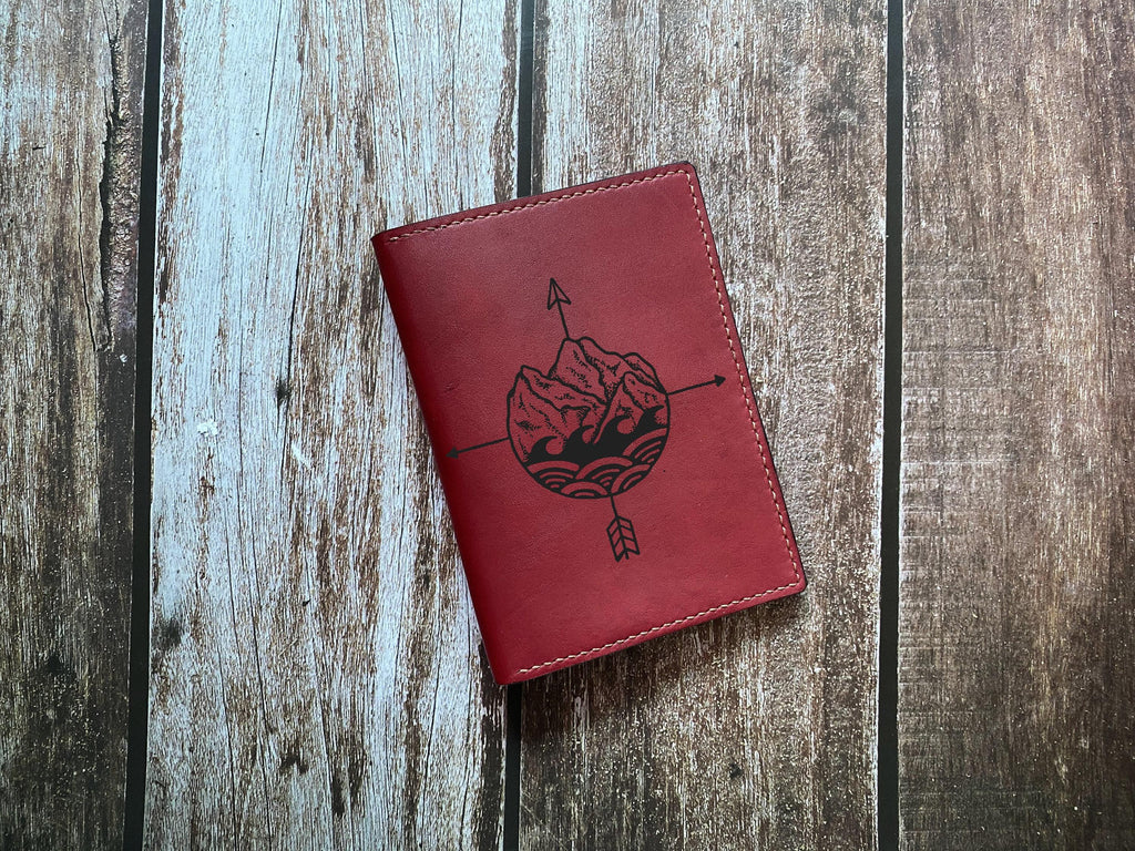 Viking Compass Leather Passport Wallet: Handmade Travel Gift