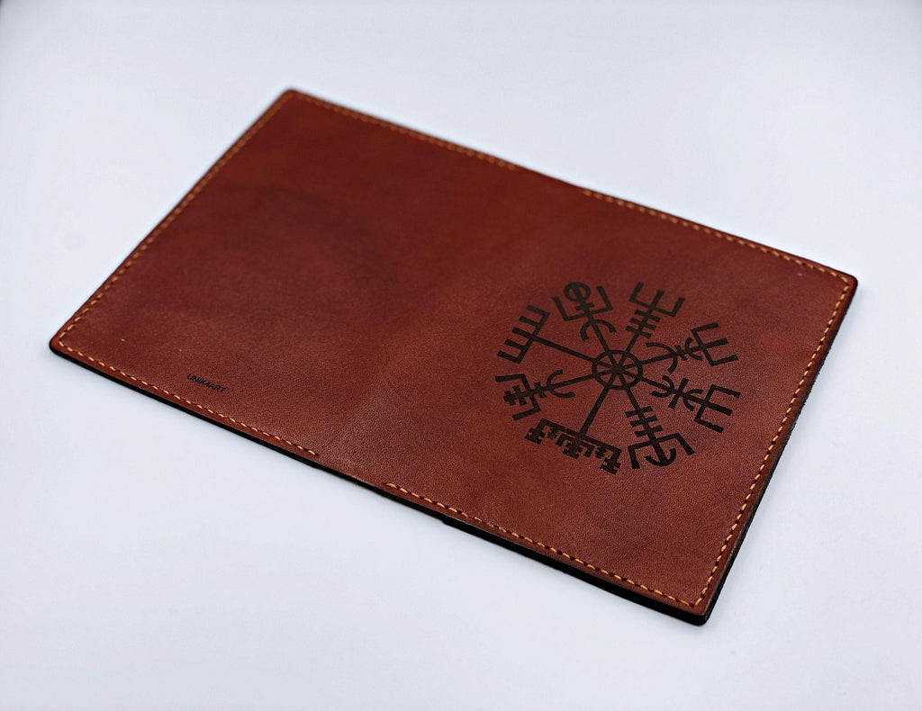 Personalized Viking Compass Leather Passport Wallet