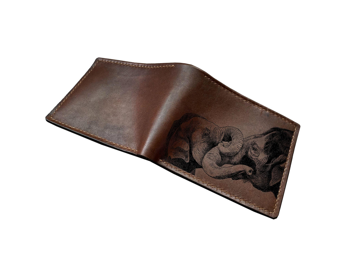Custom Leather Bifold Wallet: Africa Big Four Animal Art