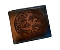 Engraved Leather Bifold Wallet: Tiger Dragon Design, Handmade