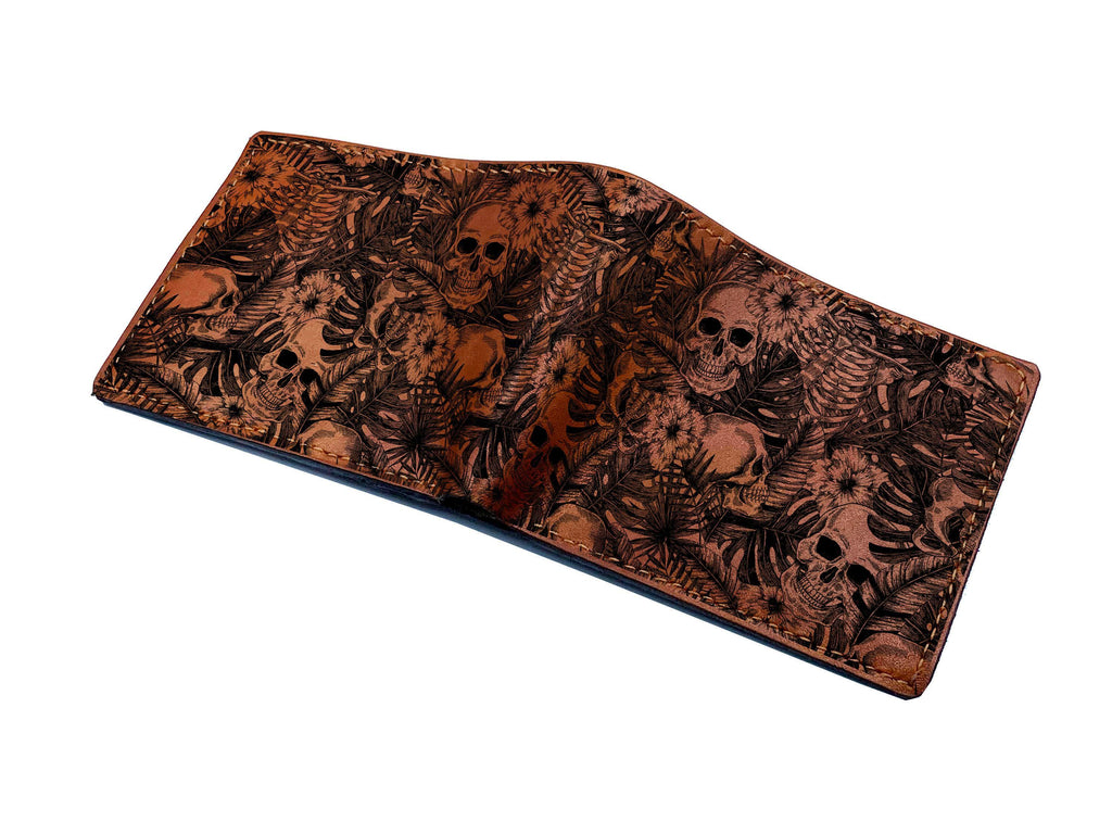 Handmade Leather Skull Wallet: Funny Horror Style, Customized Gift