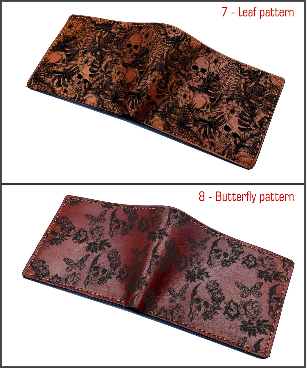 Handmade Leather Skull Wallet: Funny Horror Style, Customized Gift