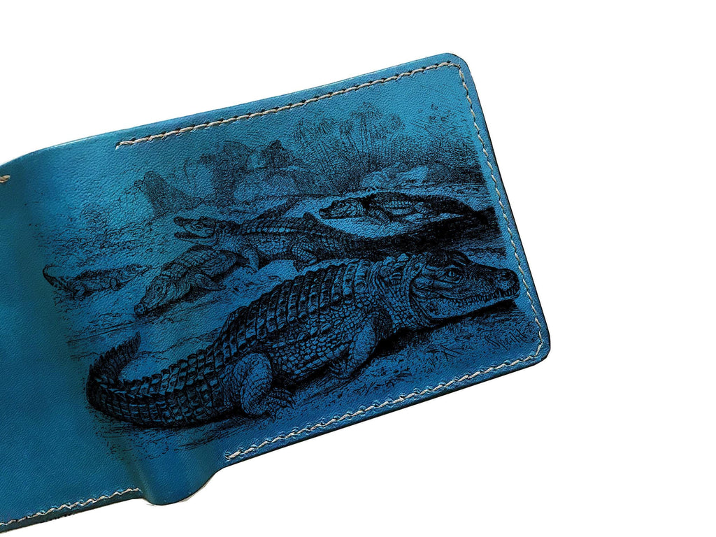 Crocodile Drawing Leather Wallet: Personalized Reptile Gift