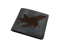 Handmade Leather Airplane Wallet: Engraved Fighter Jet, Military Gift