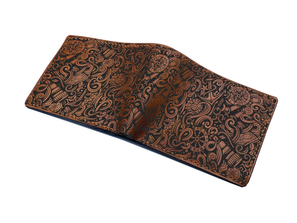 Personalized Leather Wallet, Custom Engraved, Travel Lover Gift