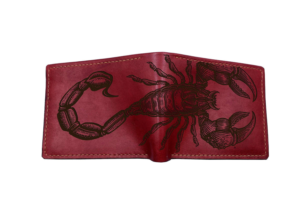 Handmade Leather Scorpion Wallet: Insect Art Gift