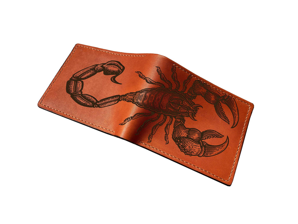 Handmade Leather Scorpion Wallet: Insect Art Gift