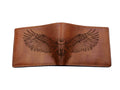 Engraved Eagle Leather Wallet, Genuine Handmade Bifold, Anniversary Gift for Him