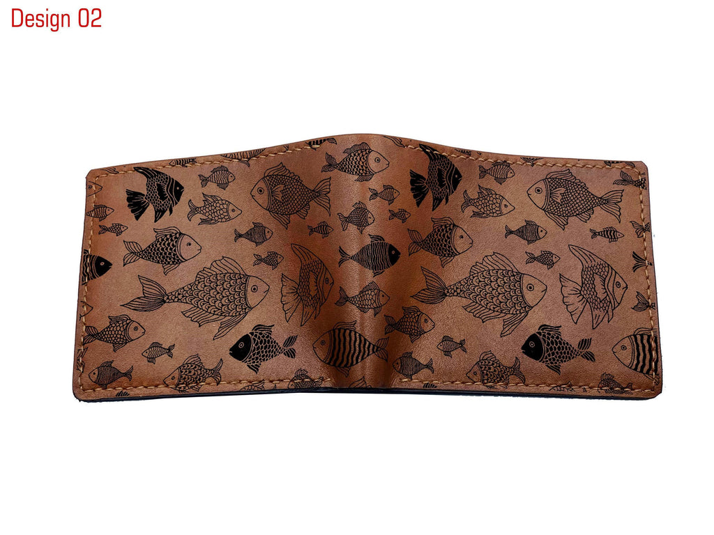 Handmade Leather Wallet: Ocean Octopus Fish Pattern, Men's Gift