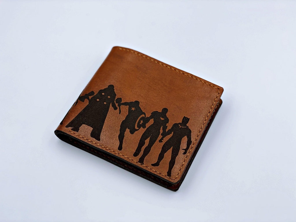 Personalized Avengers Leather Wallet, Handmade Comic Gift