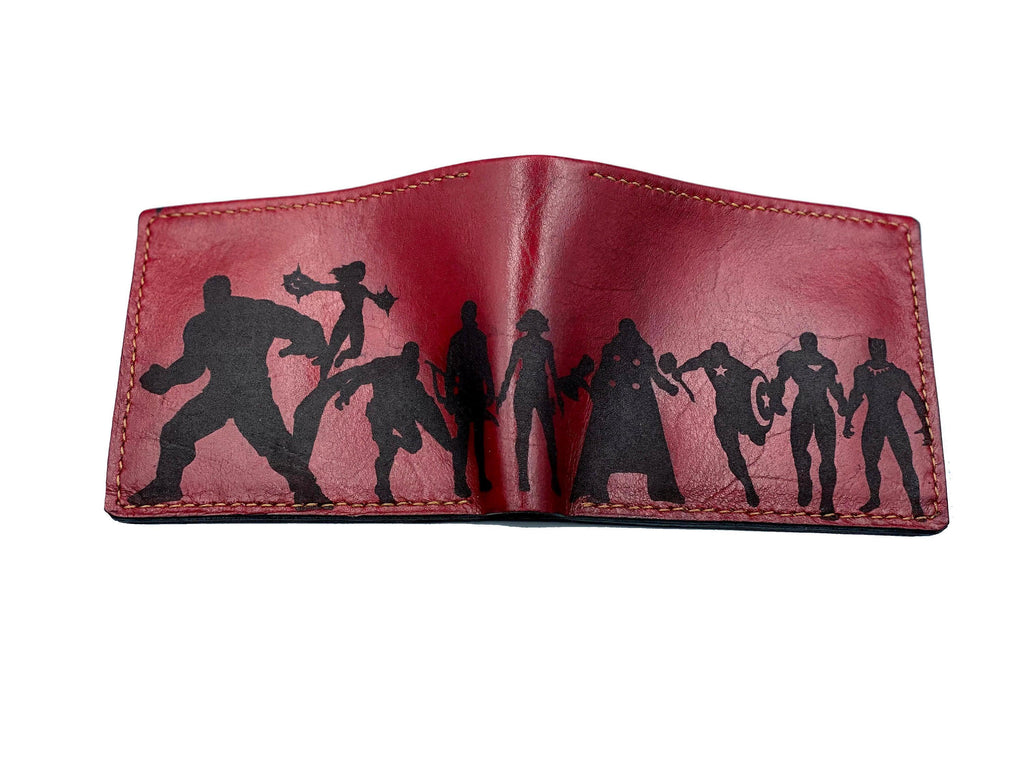 Personalized Avengers Leather Wallet, Handmade Comic Gift