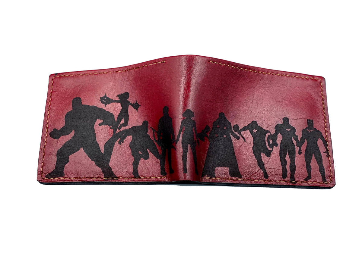 Personalized Avengers Leather Wallet, Handmade Comic Gift