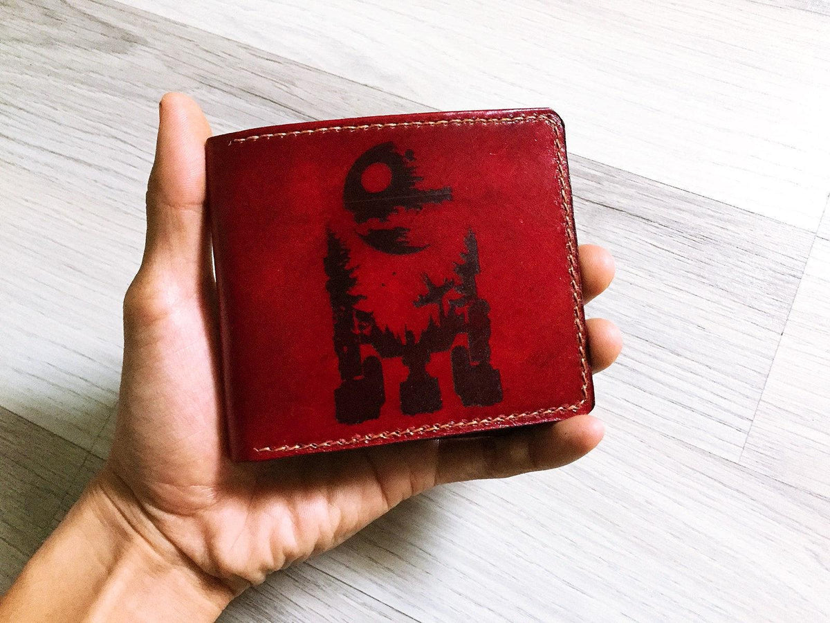 Personalized R2D2 Leather Wallet, Star Wars Gift for Men