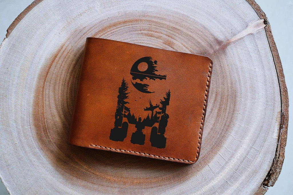 Personalized R2D2 Leather Wallet, Star Wars Gift for Men
