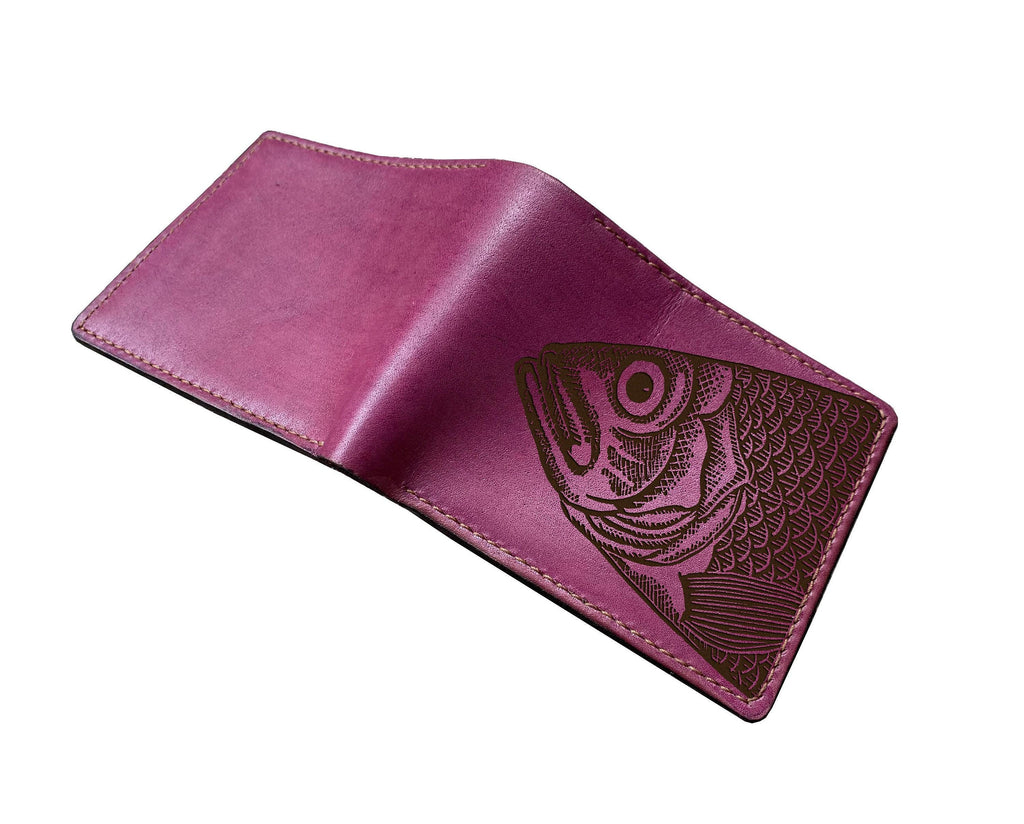 Fish Leather Bi-Fold Wallet, Ocean Art, Personalized Gift