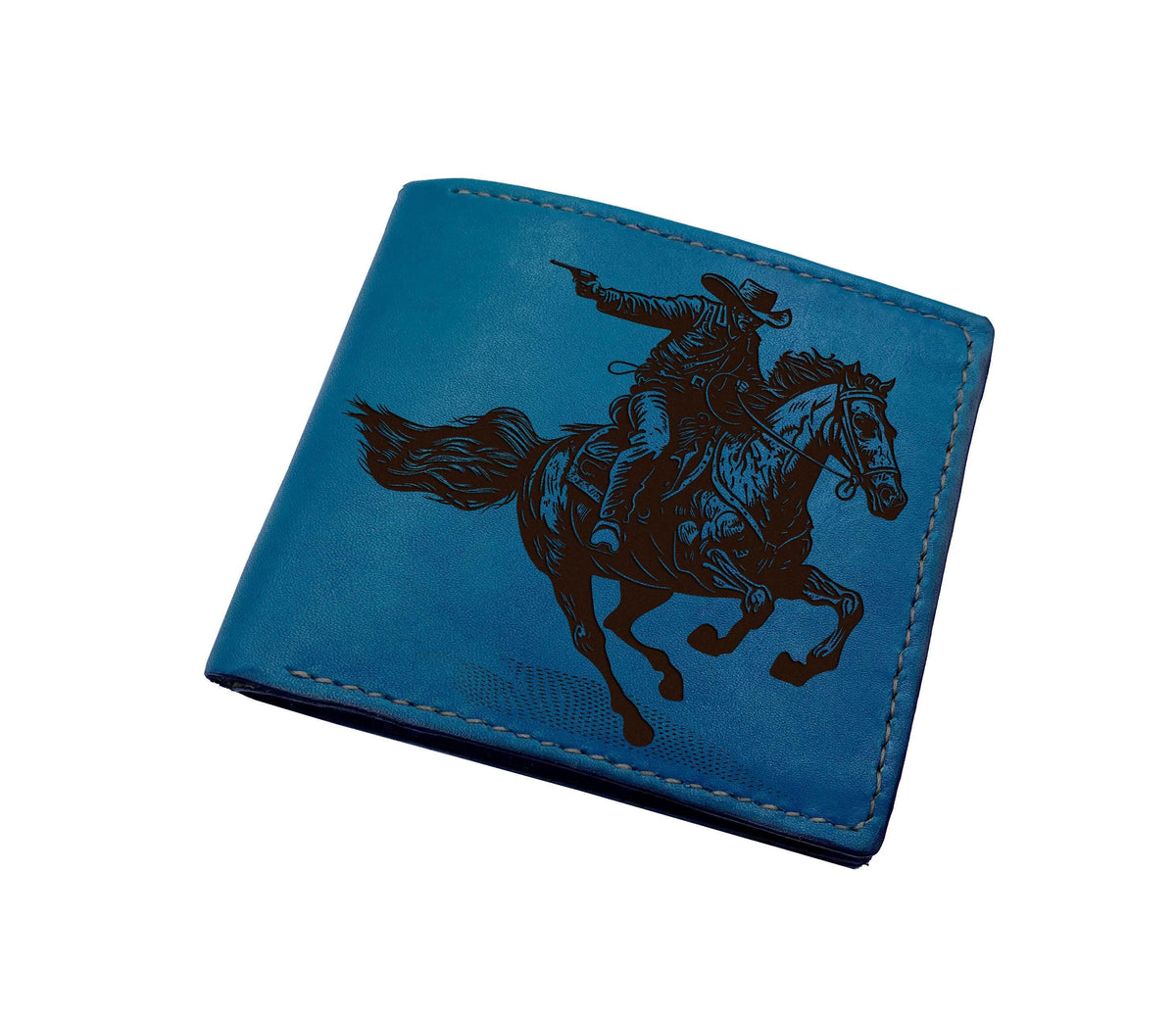 Engraved Cowboy Leather Bifold Wallet, Wild West Gift