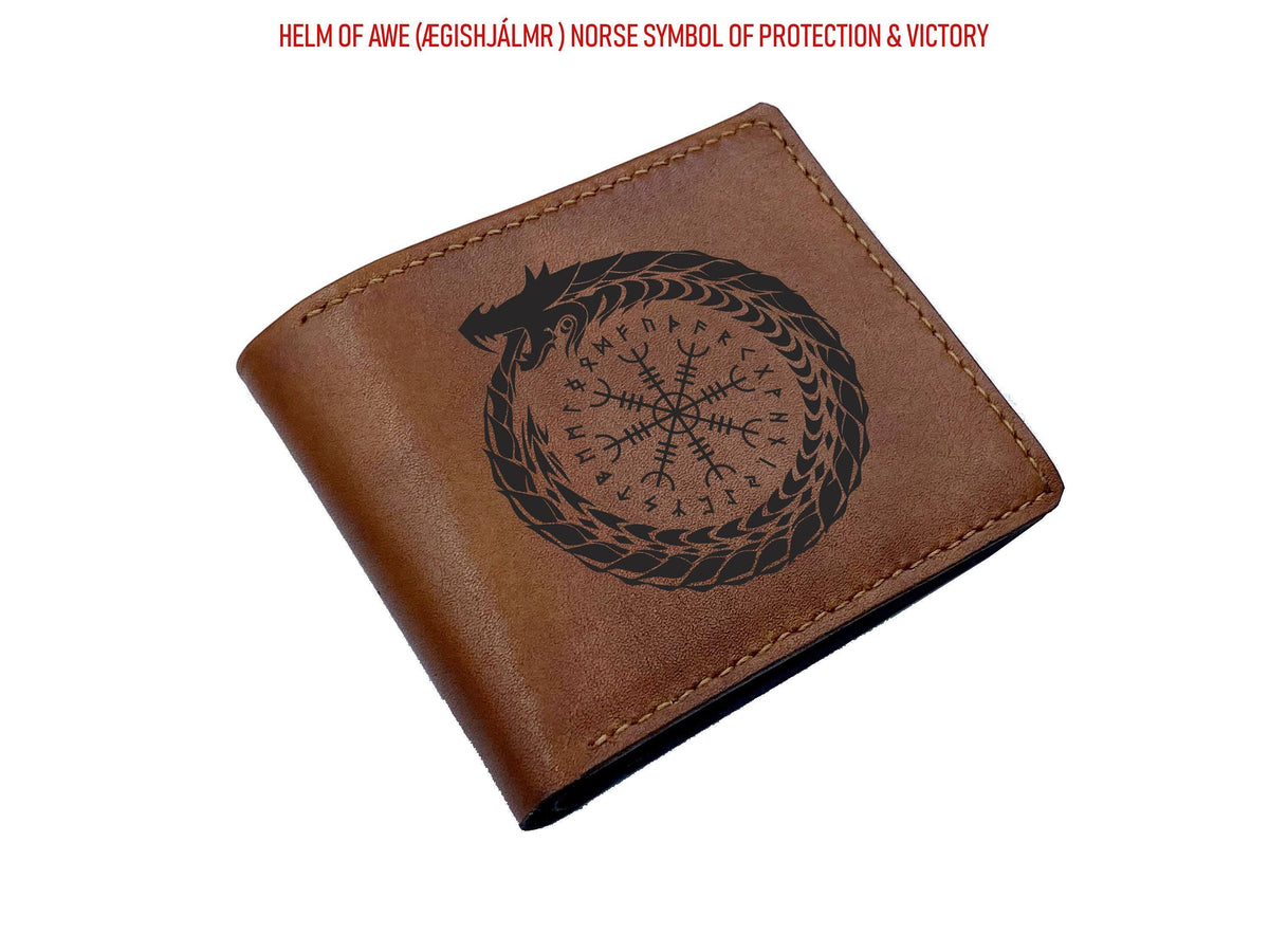 Custom Leather Wallet: Celtic Norse Runes, Handmade