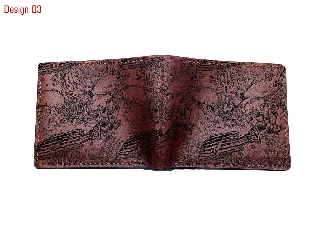 Handmade Vegtan Leather Whale Wallet - Engraved Ocean Animal Design
