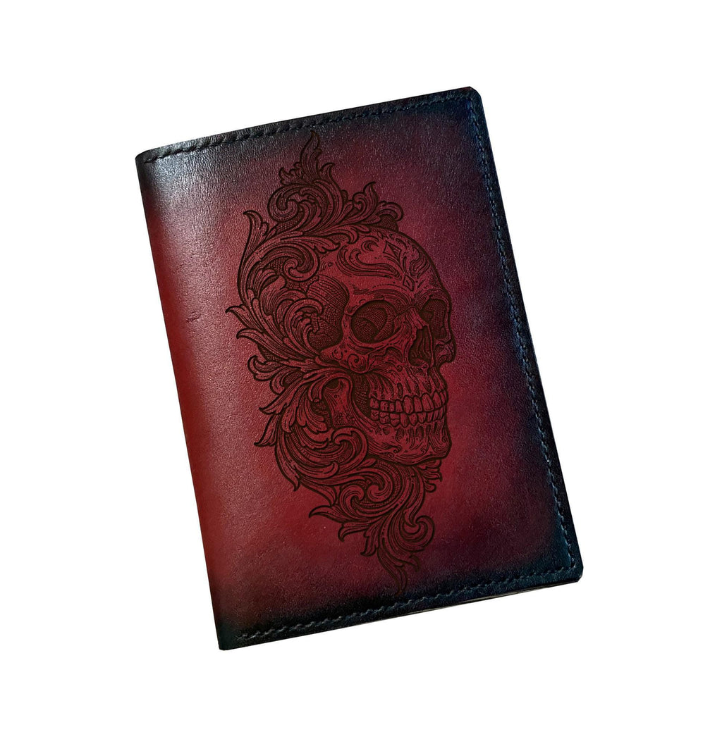 Skull Skeleton Leather Passport Wallet - Custom Engraved Travel Wallet