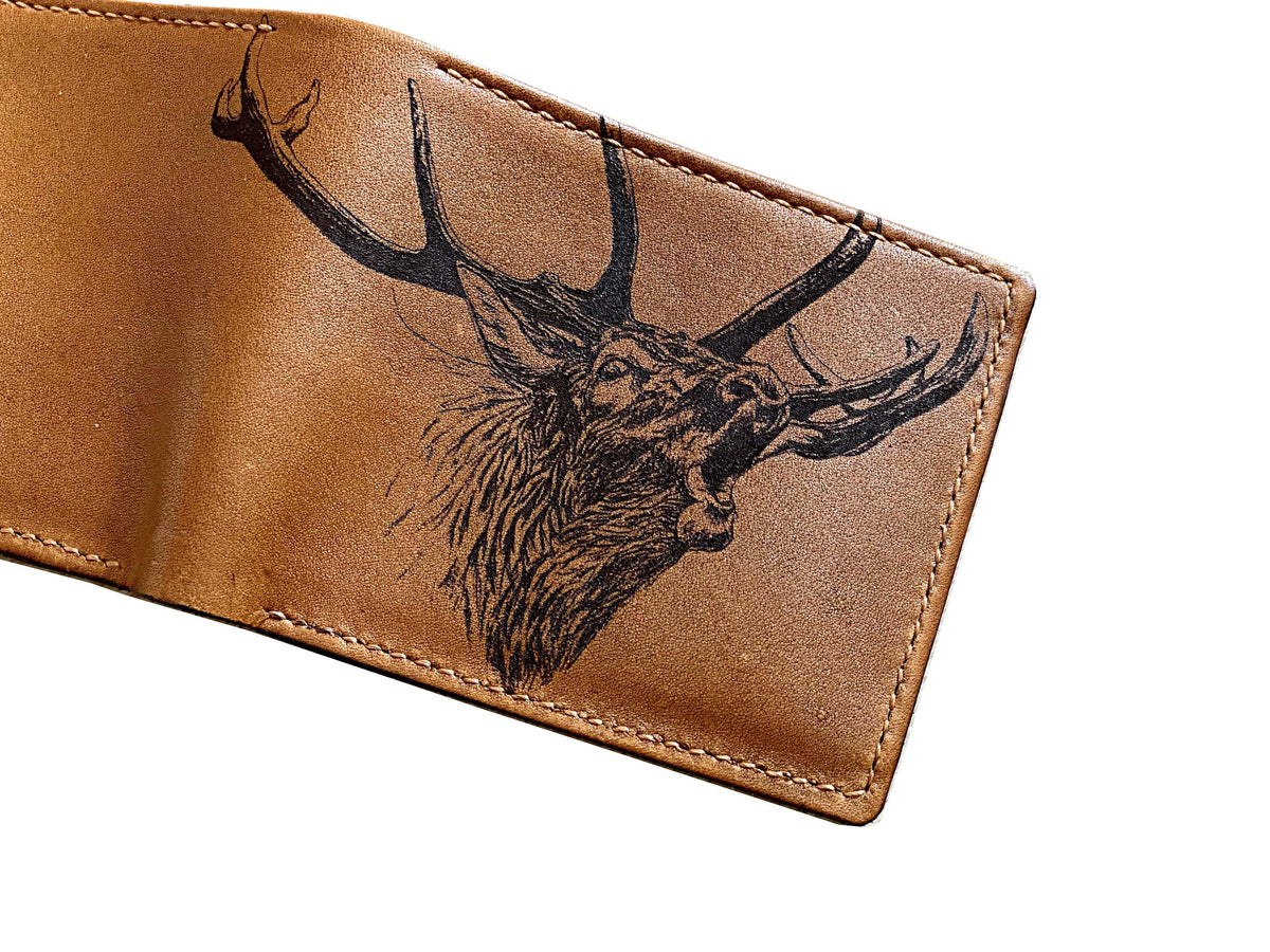 Frog Drawing Leather Wallet: Engraved Animal Pattern, Men's Gift