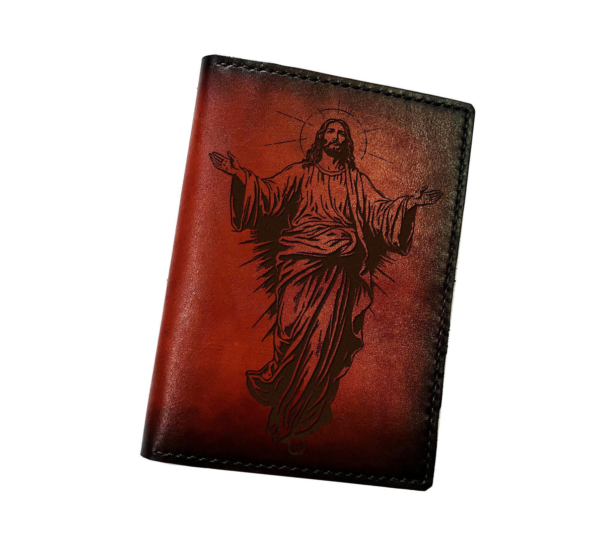 Jesus Leather Wallet: Engraved Christian Gift, Handmade