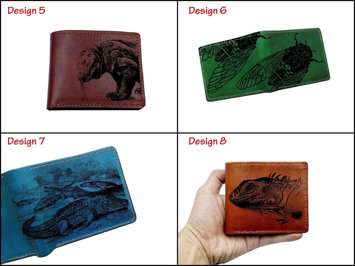 Personalized Leather Wallet, Frog Engraved
