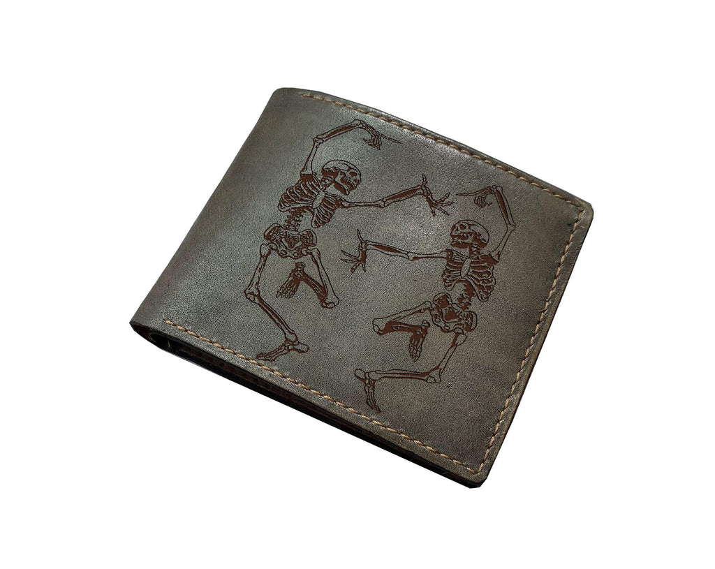 Human Skeleton Leather Wallet: Handmade Veg-Tan Gift