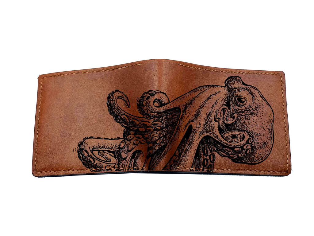 Personalized Leather Men's Wallet: Komodo Dragon Reptile Art