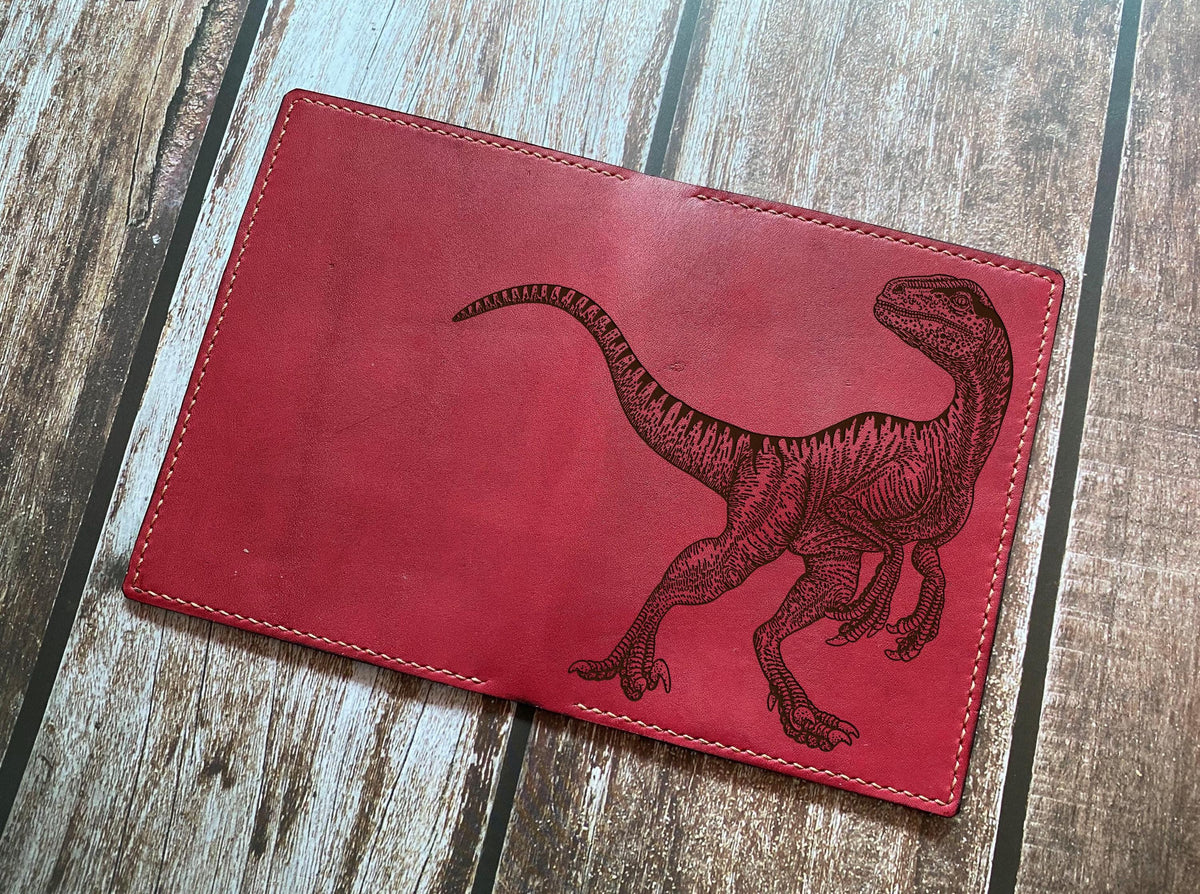 Velociraptor Sketch Leather Journal: A5 Dinosaur Notebook Cover