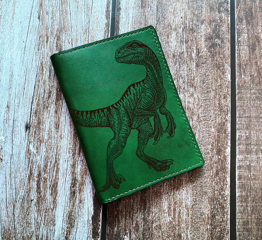 Velociraptor Sketch Leather Journal: A5 Dinosaur Notebook Cover