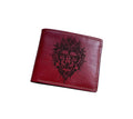 Handmade Genuine Engraved Leather Wallet, Lion Face Engraving