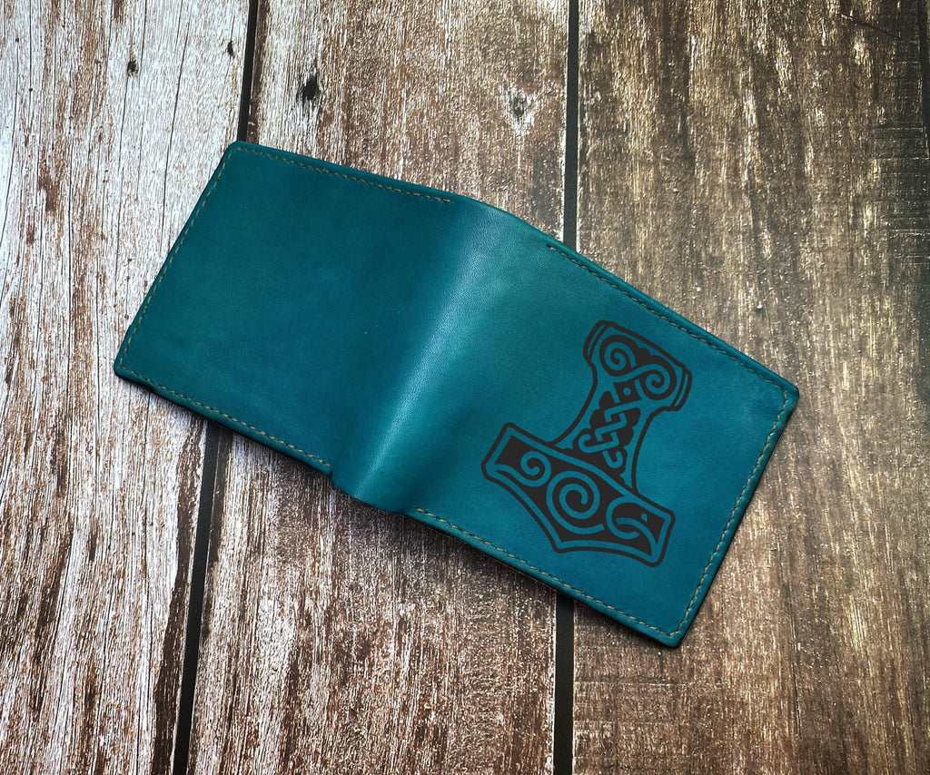 Personalized Leather Wallet: Viking Norse Runes, Celtic Gift