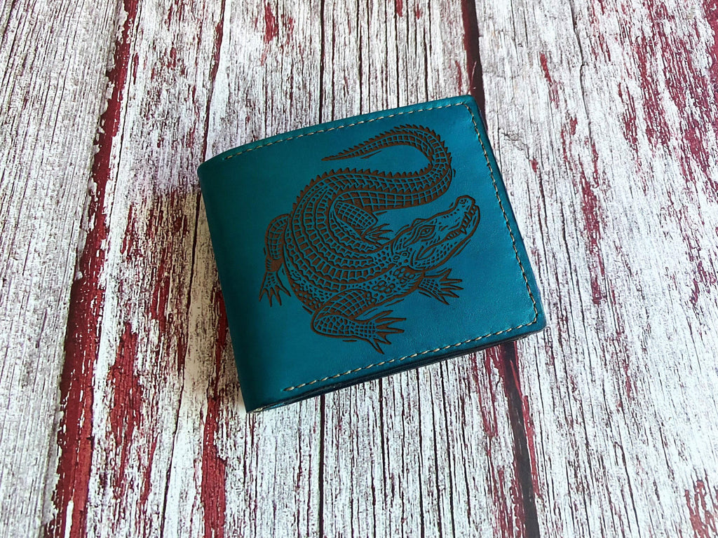 Engraved Crocodile Leather Wallet, Custom Men's Gift