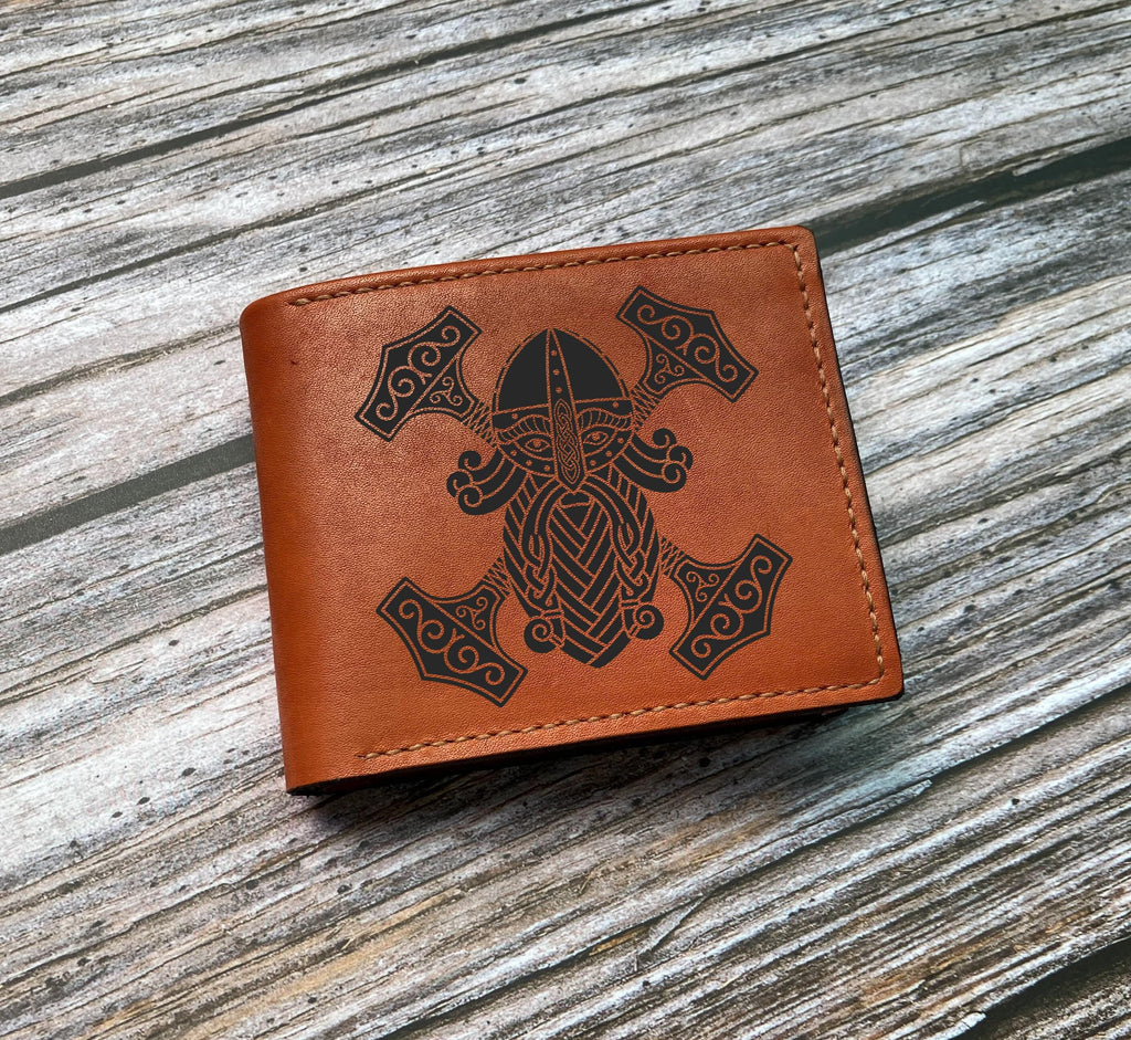 Personalized Leather Wallet: Viking Norse Runes, Celtic Gift