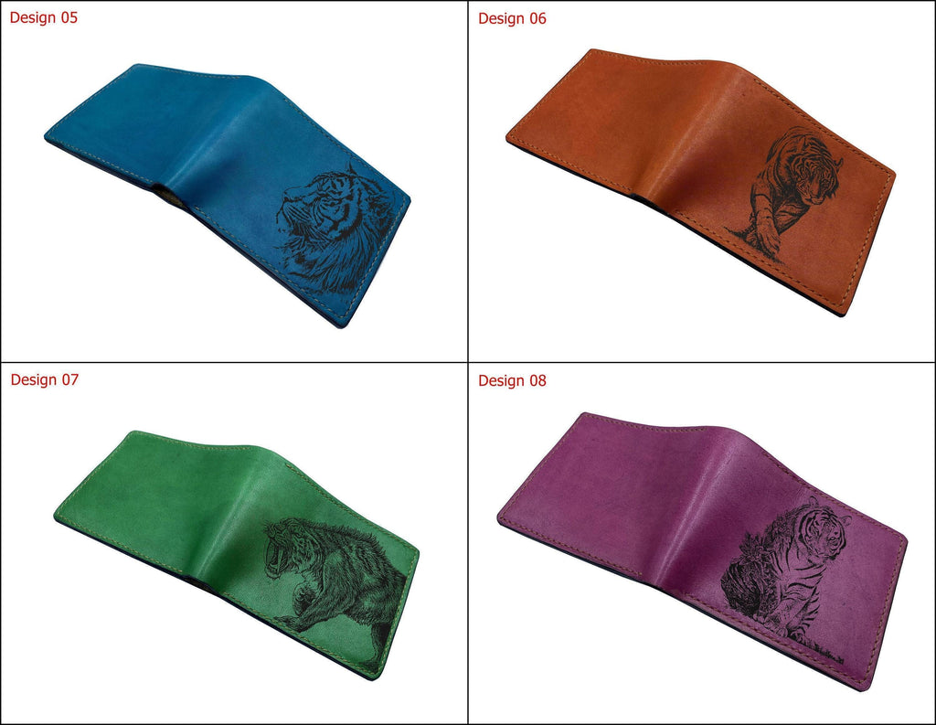 Handmade Leather Tiger Wallet: Personalized Animal Print Gift