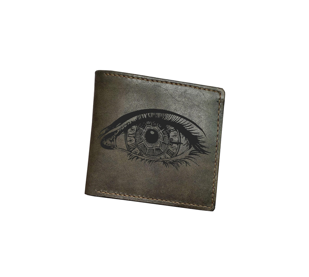 Eye Icon Leather Wallet, Personalized Gift for Him
