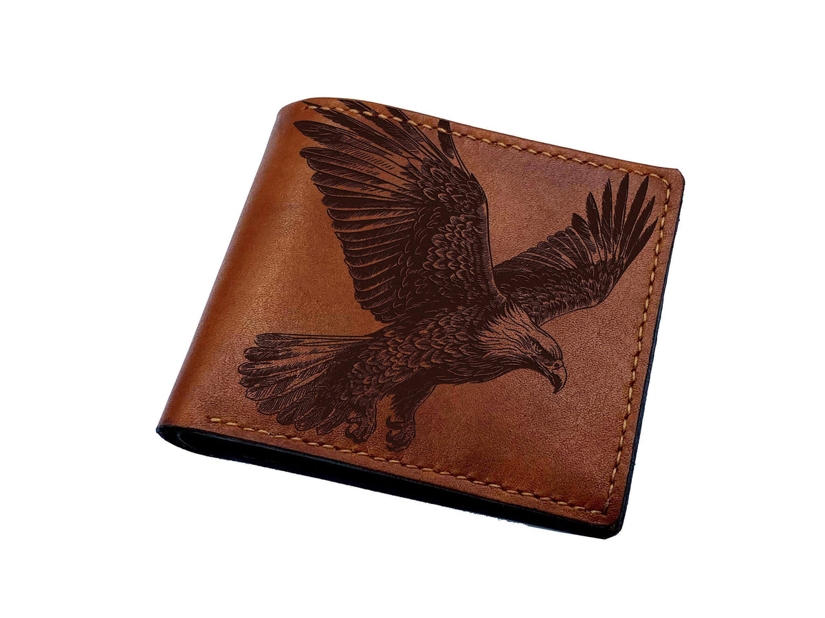 American Eagle Leather Wallet: Handmade Bird Predator Design