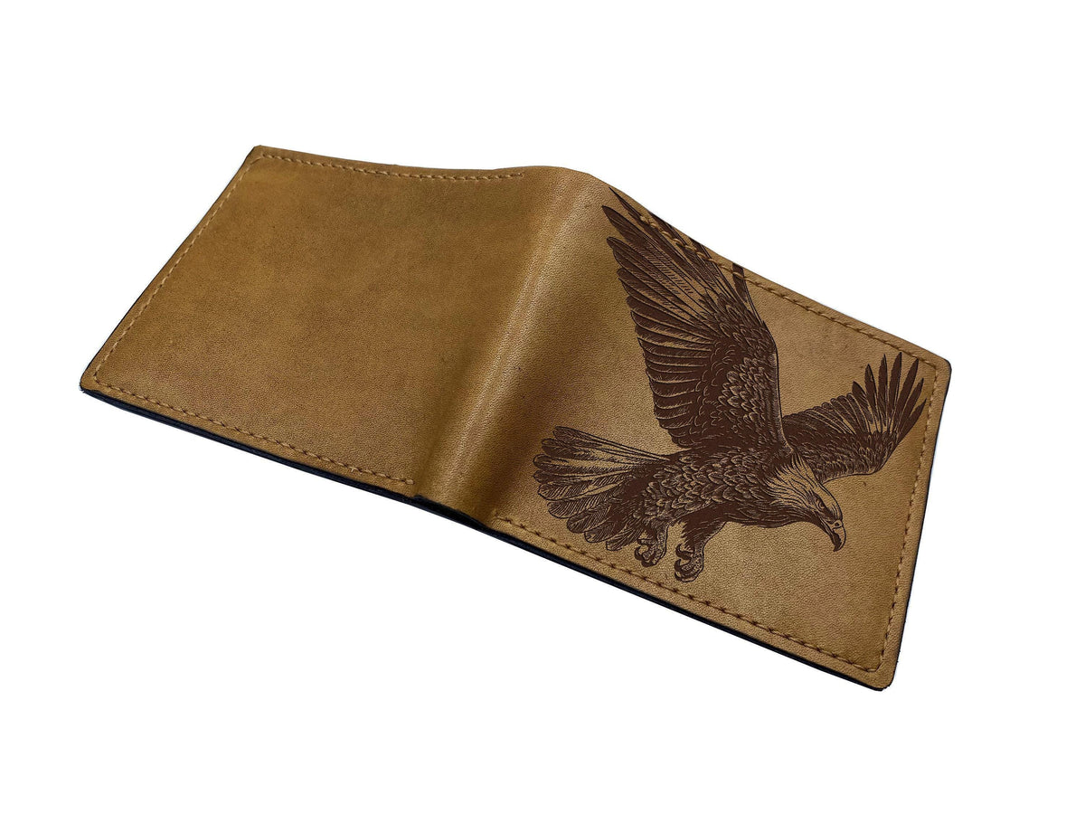 American Eagle Leather Wallet: Handmade Bird Predator Design