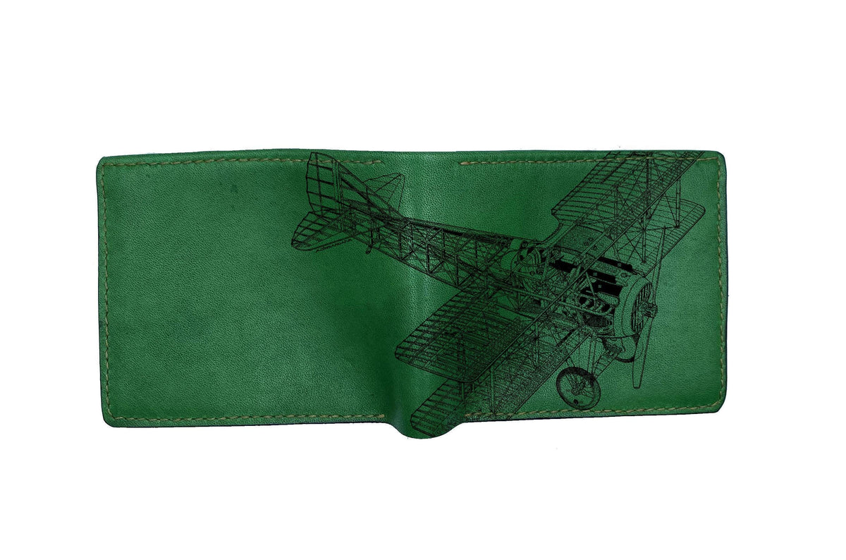 Genuine Leather Wallet for Men: Helicopter Art, Cutaway Style
