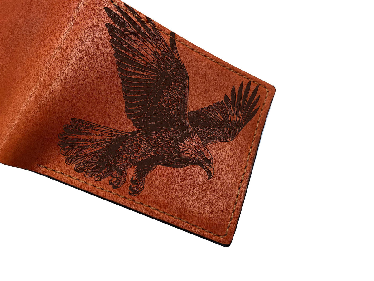 American Eagle Leather Wallet: Handmade Bird Predator Design
