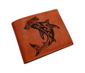 Hammerhead Shark Leather Wallet, Polynesian Tattoo, Handmade