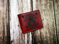 Custom Leather Wallet: Celtic Norse Runes Compass, Handmade