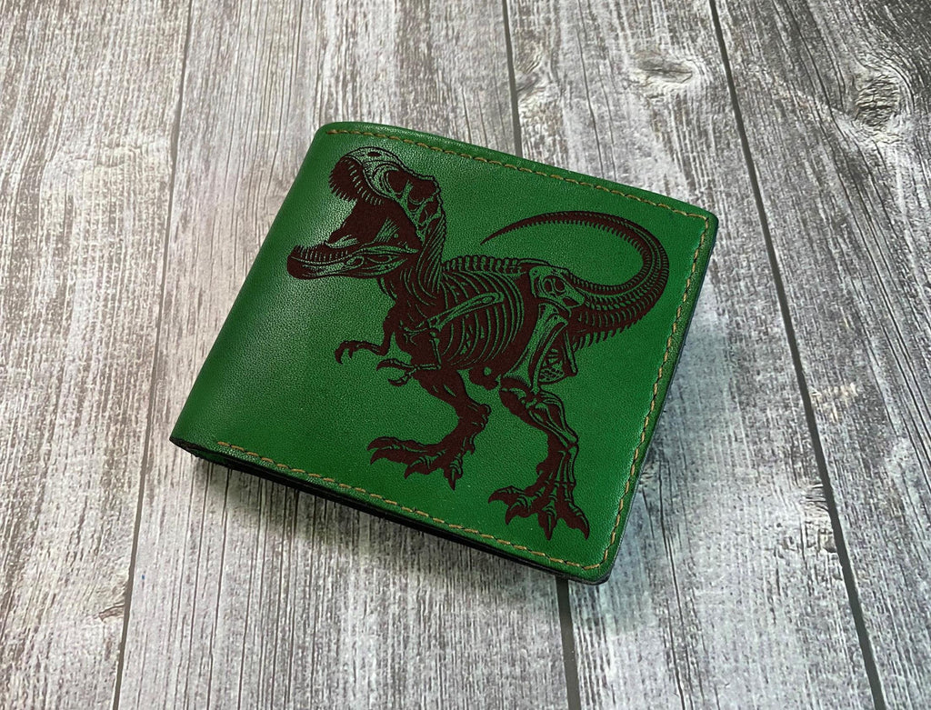 Handmade Leather Dinosaur Wallet, T-Rex Gift for Men