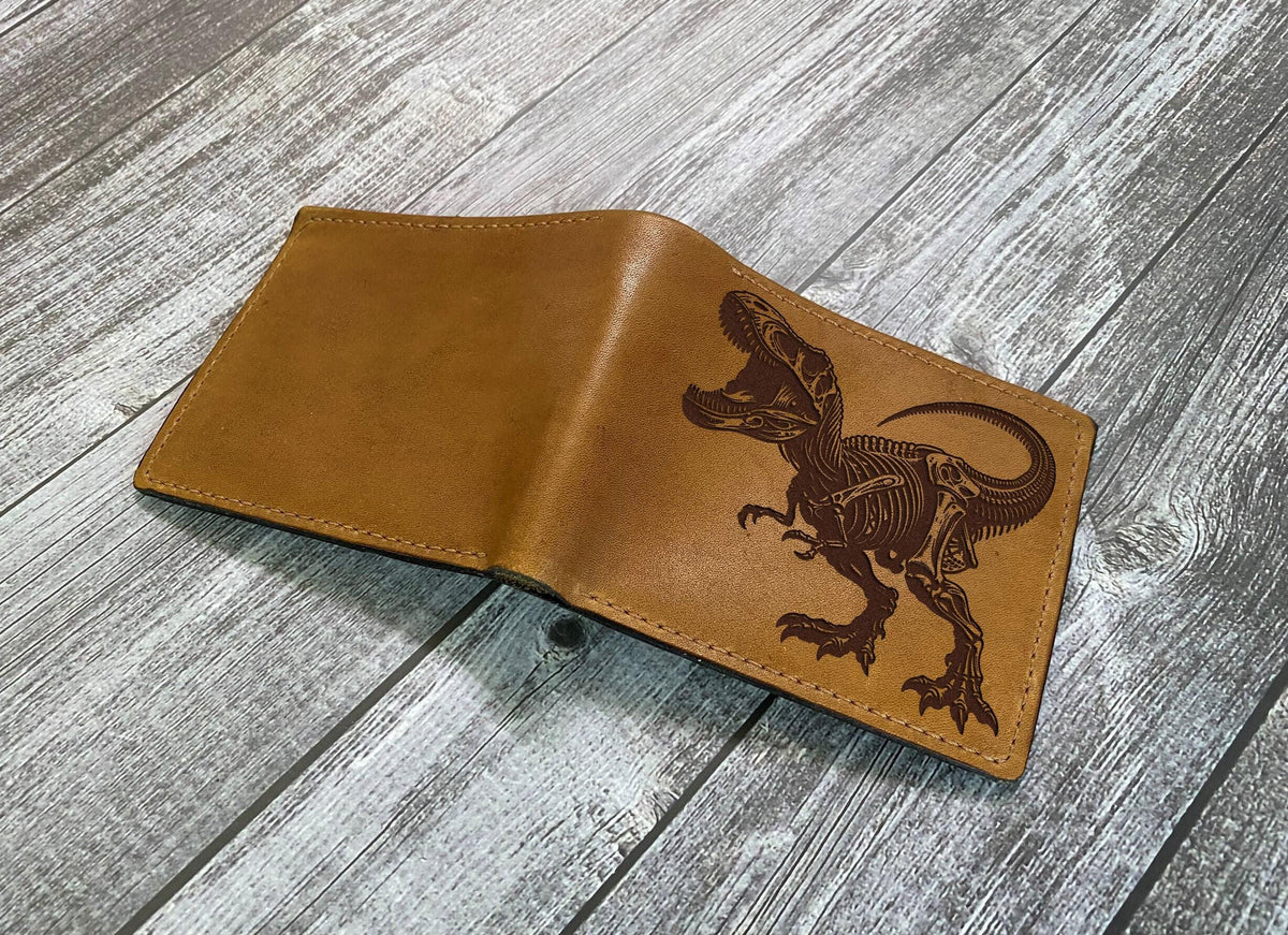 Handmade Leather Dinosaur Wallet, T-Rex Gift for Men