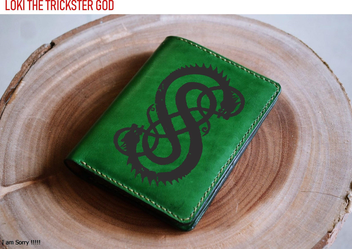 Personalized Leather Wallet: Handmade Viking Warrior Axe Design