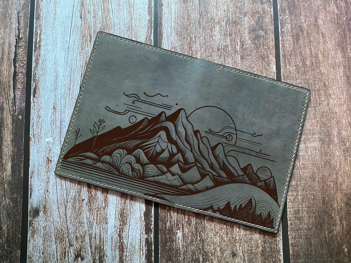 Personalized Leather Passport Wallet: Engraved Landscape Art Travel Case