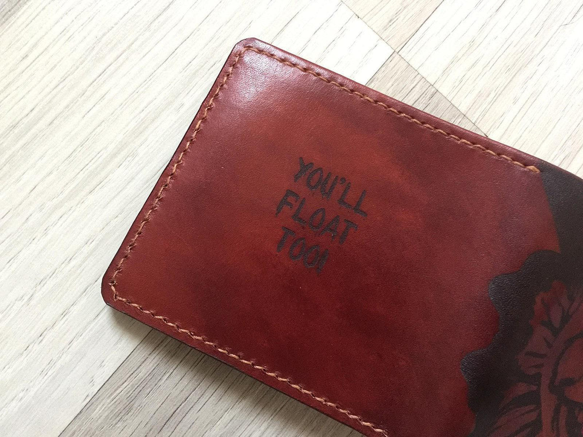 Personalized Pennywise Leather Bifold Wallet, Horror Movie Gift