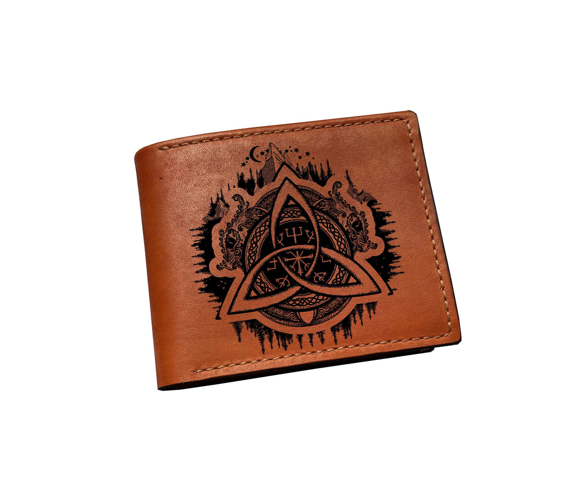 Custom Celtic Dragon Leather Wallet: Handmade Veg-Tan Art
